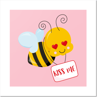 Cute Bee Valentine's day Design Posters and Art